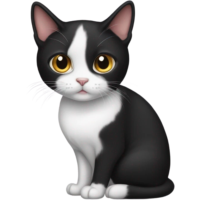 Tuxedo cat with fully black head emoji