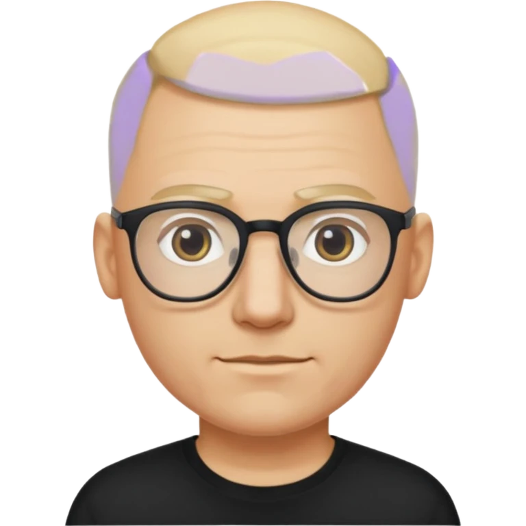 bald blonde man with eyeglasses with black shirt emoji