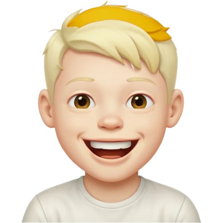 albino boy laughing white shirt emoji