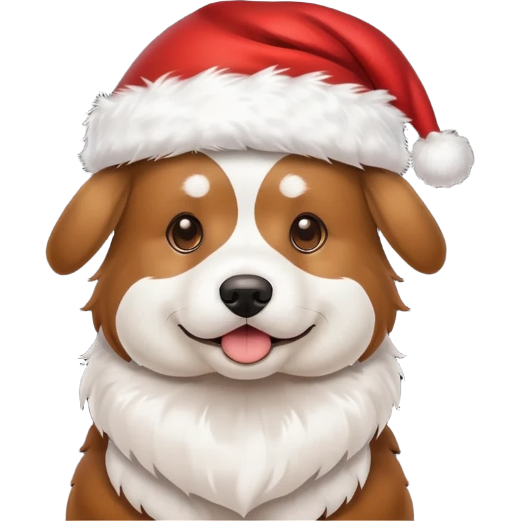 dog wearing Santa hat and Christmas lights emoji