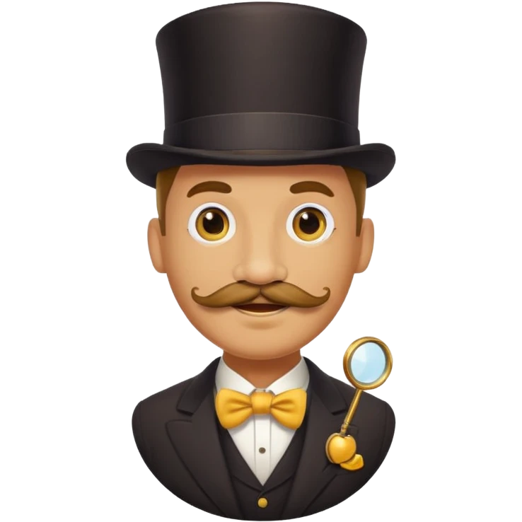 Happy yellow circular face of a posh male with a mustache emoji