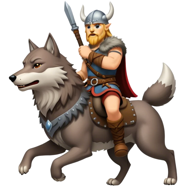 Viking Warrior Riding A Wolf  emoji