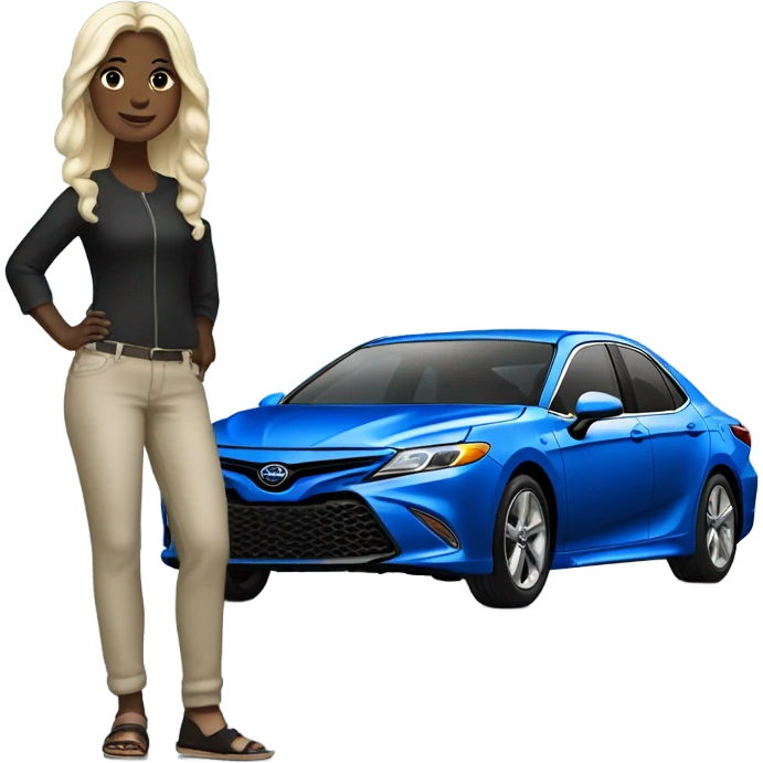 Light skin girl by a blue Toyota Camry XSE emoji