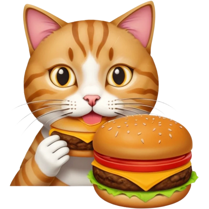 Cat eating burger emoji