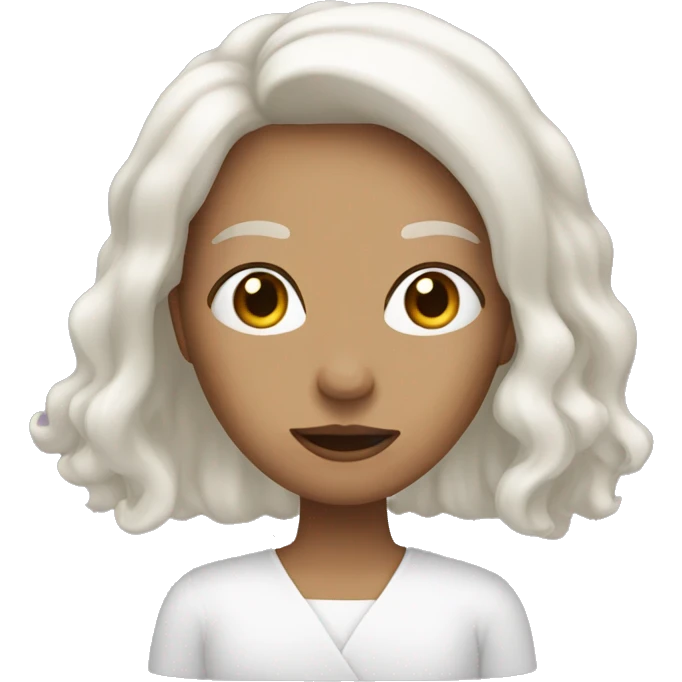 woman with white watee on face and mouth emoji