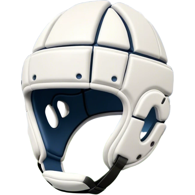 Cinematic Realistic image of rugby headgear with detailed padding and rugged design elements, set against a blurred stadium background with bold, high-contrast lighting that highlights its protective design emoji