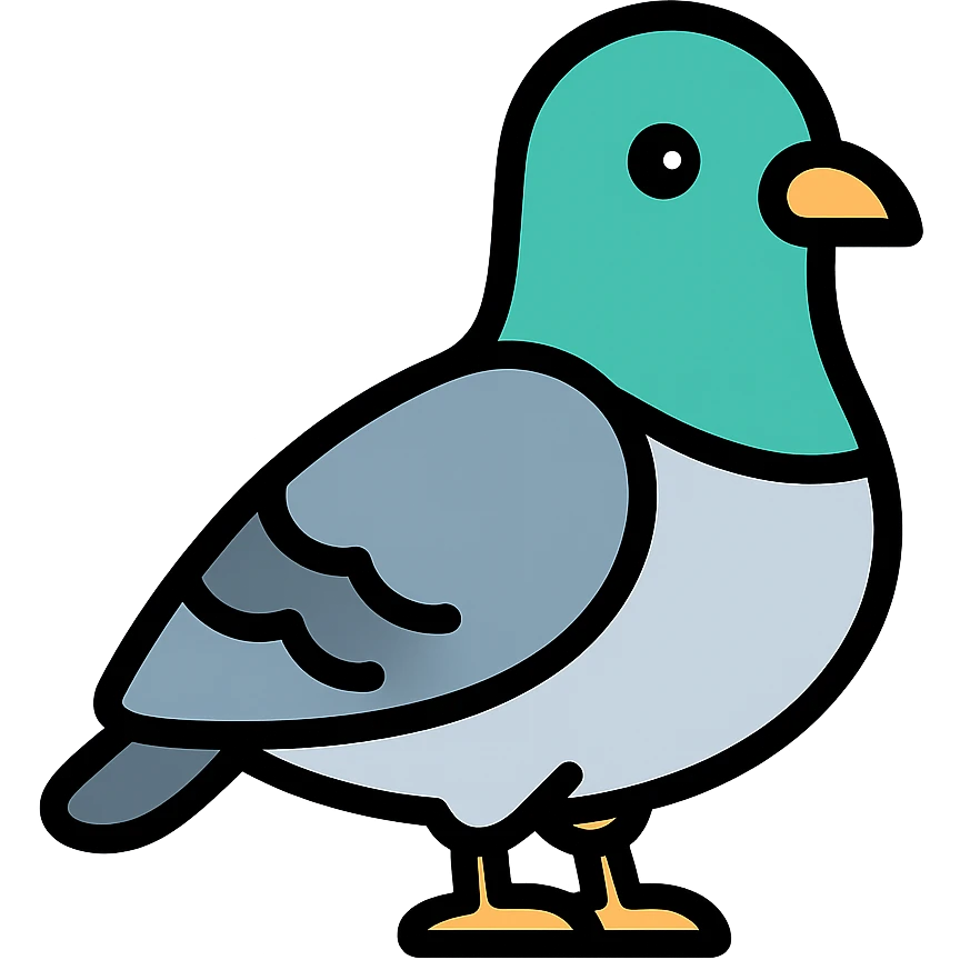 cute pigeon, color outline icon style emoji