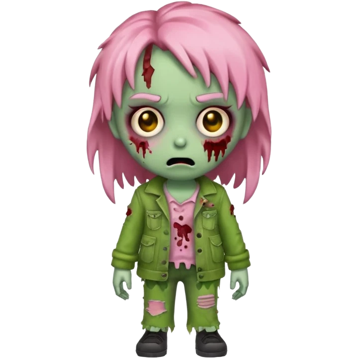 zombie emoji, cute chibi style, pinkish skin emoji