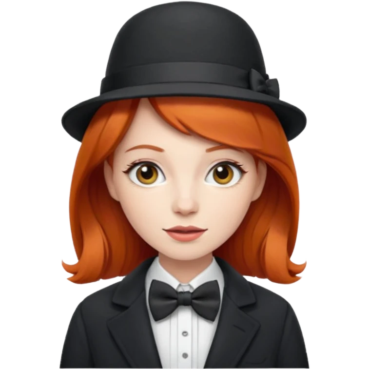 Bow Ties, Coats, and hat, lady, modern, red head emoji