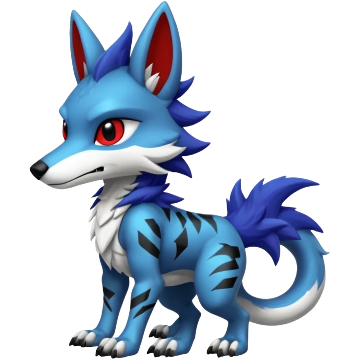 Cool randomly-colored chibi furry anthropomorphic fantasy-Fakémon-Sergal-Canine-Protogen-creature with edgy markings (full body) emoji