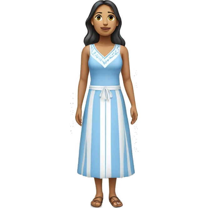 A woman from Amazonas / Brazil in a causal light blue and white dress emoji