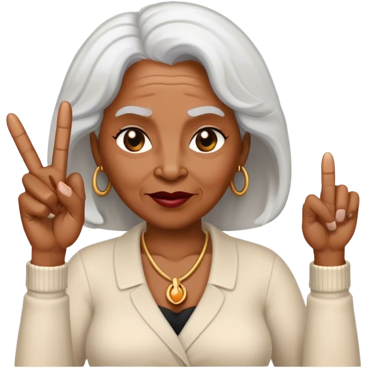 Older black woman giving the middle finger emoji