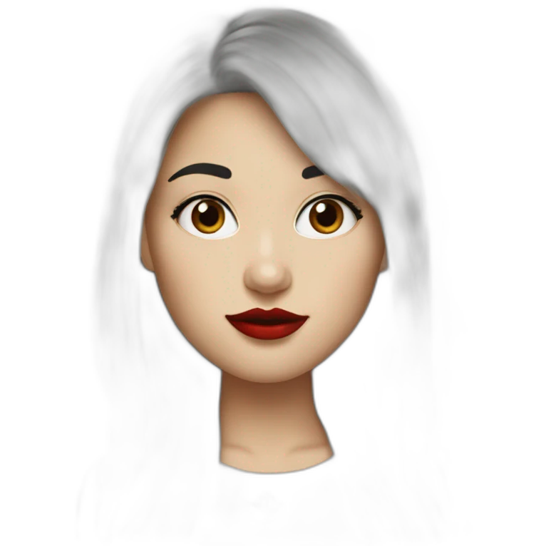 White-canada-girl-black-bangs-red-lipstick emoji