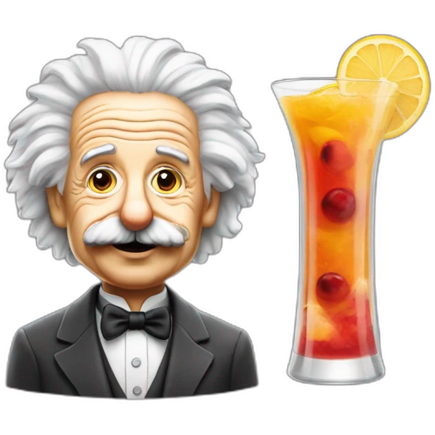 Einstein buvant un cocktail sur la plage emoji