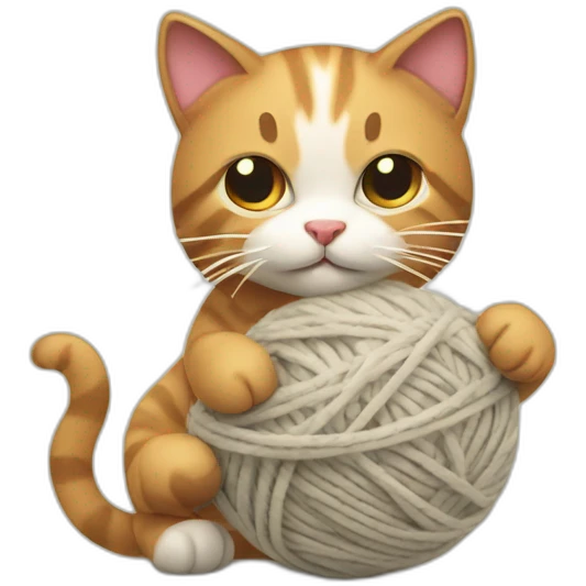 a cat playing with a ball of wool emoji