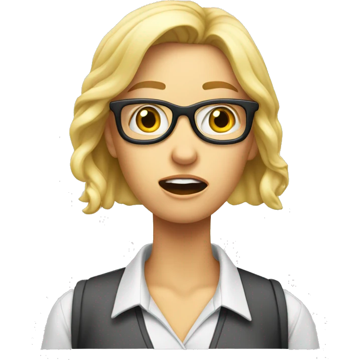 nerd worker female blond shocked open mouth emoji