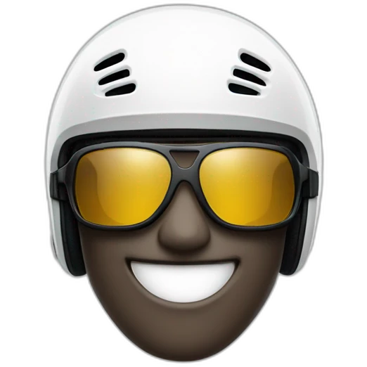 Grinning emoji with professional biking helmet and sports shades (Not riding a bike) emoji