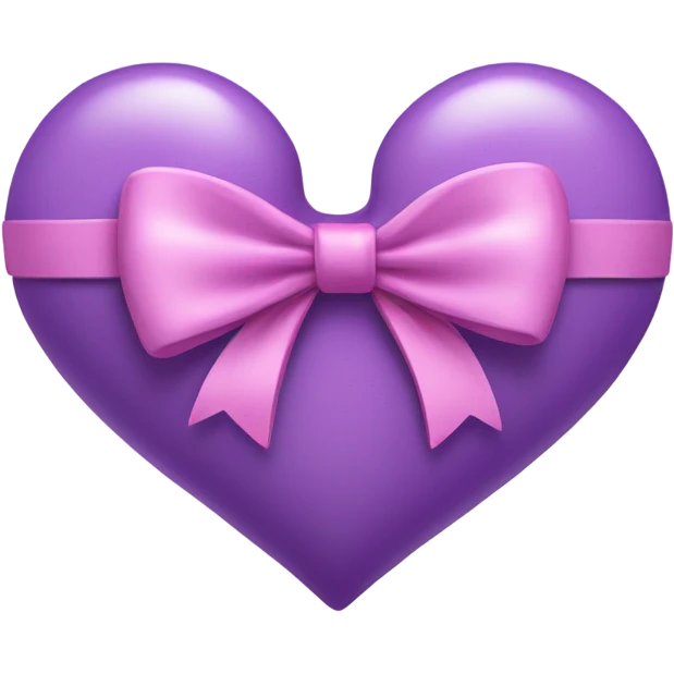 a violet heart wrapped by apink bow emoji