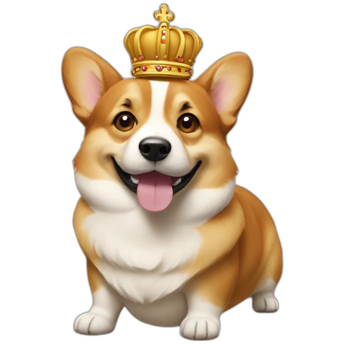 corgi in the shape of bread wearing a crown emoji