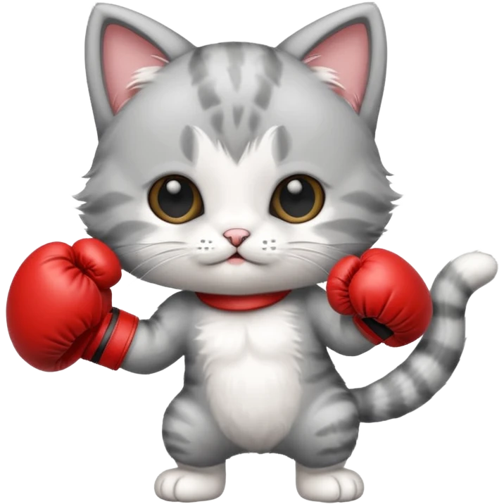 Adorable kitten with boxing gloves  emoji