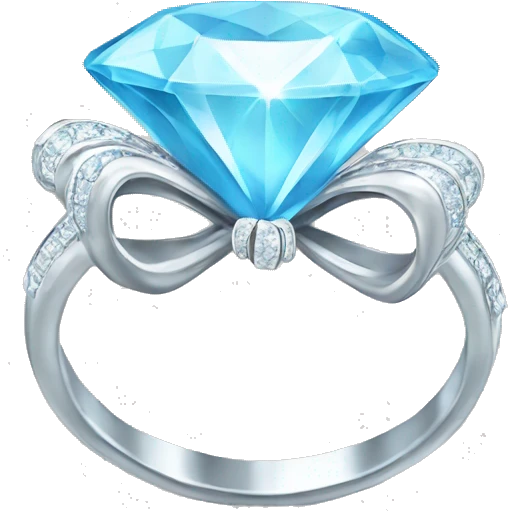 Silver diamond ring with a bow in light blue emoji