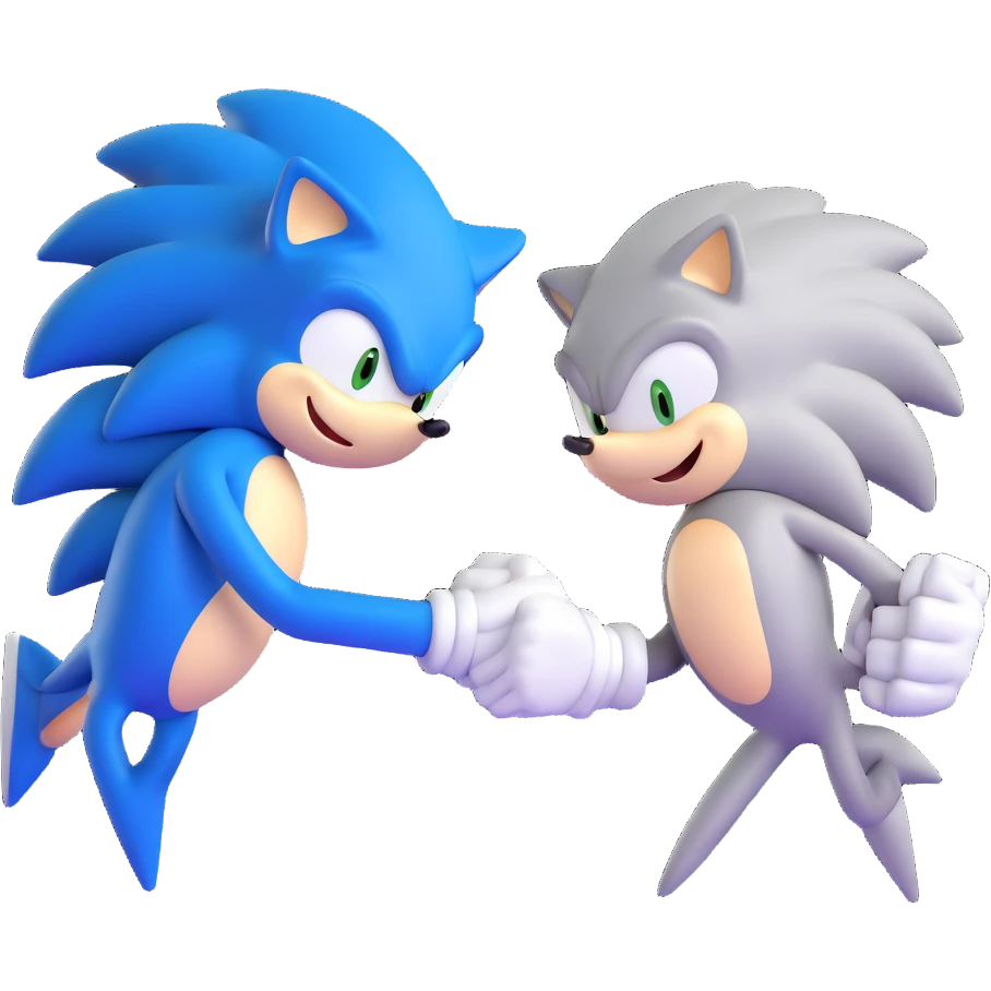 Sonic the Hedgehog and Silver the Hedgehog fist bumping emoji