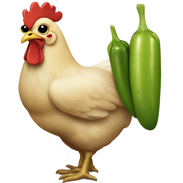 Chicken holding a pickle emoji