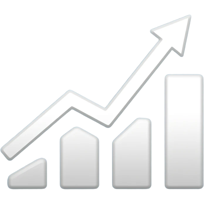 Emoji-style icon of an upward trending chart representing results, clean minimalist design, soft shading, bright colors, rounded shapes, centered composition, no background. emoji