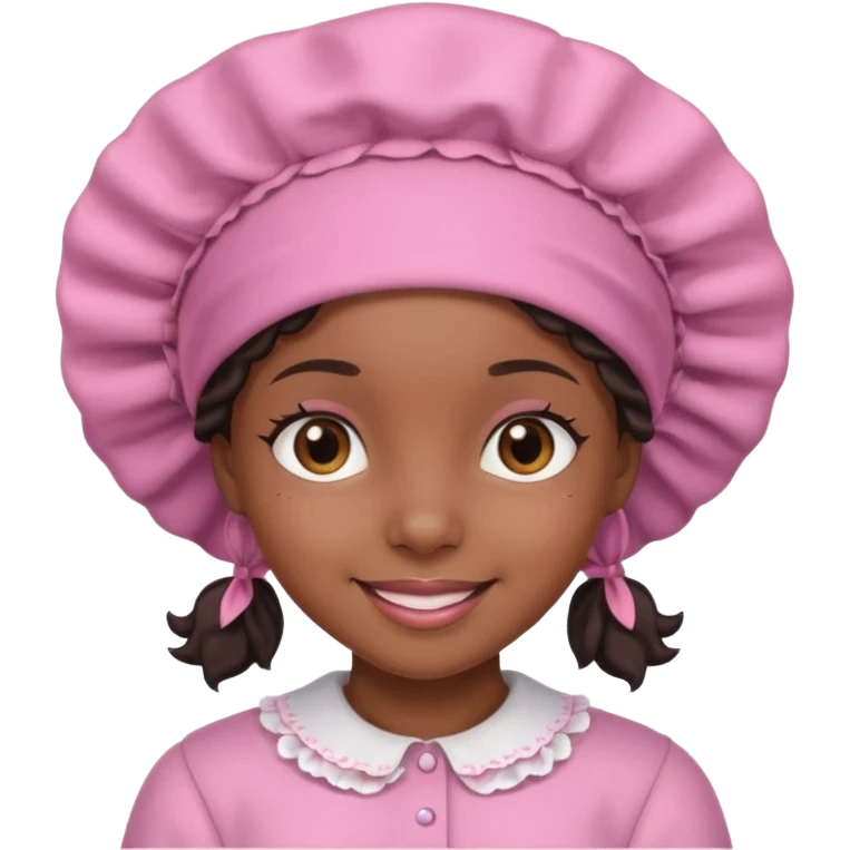Black girl with pink bonnet emoji