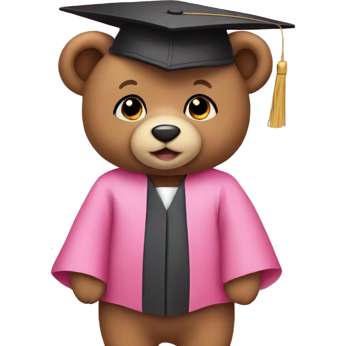 Teddy bear in pink graduation outfit  emoji