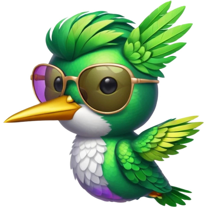 green hummingbird with sunglasses emoji