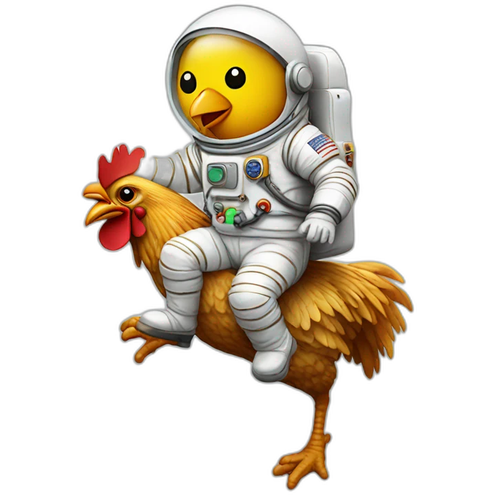 astronaut riding on chicken emoji