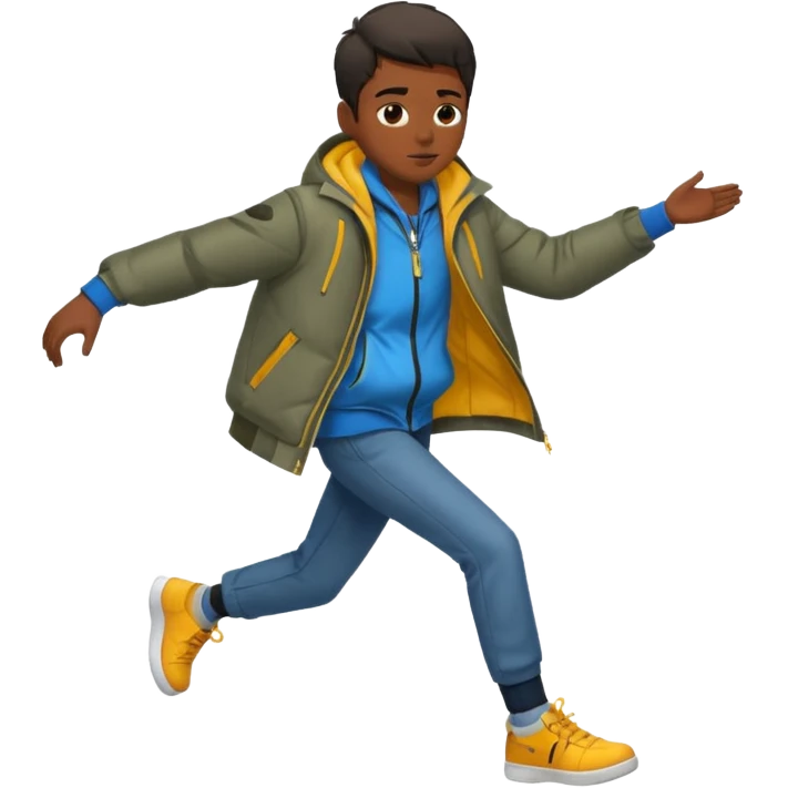 dark-ish skinned teenager with wind circling his feet emoji