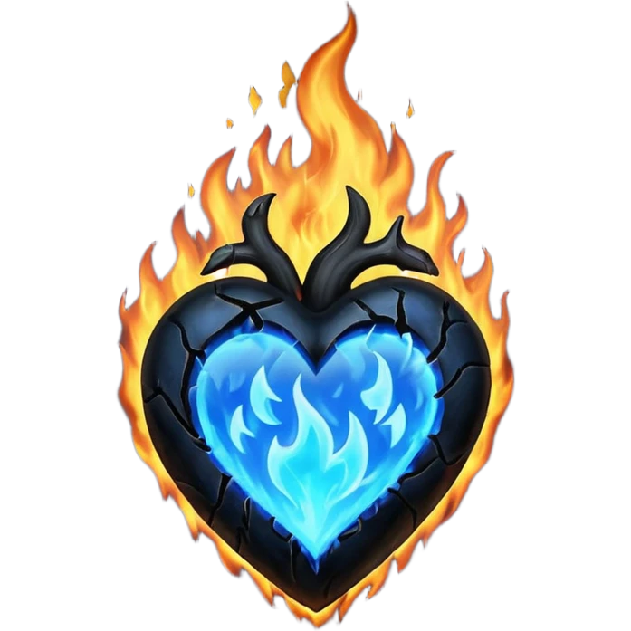 black heart with blue fire emoji