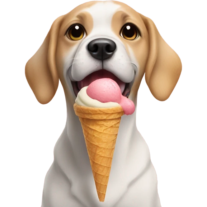 a dog licking a ice cream cone emoji