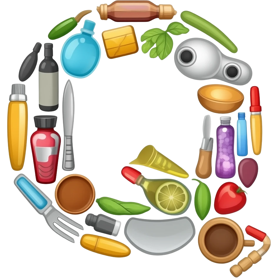 Letter Q different objects emoji