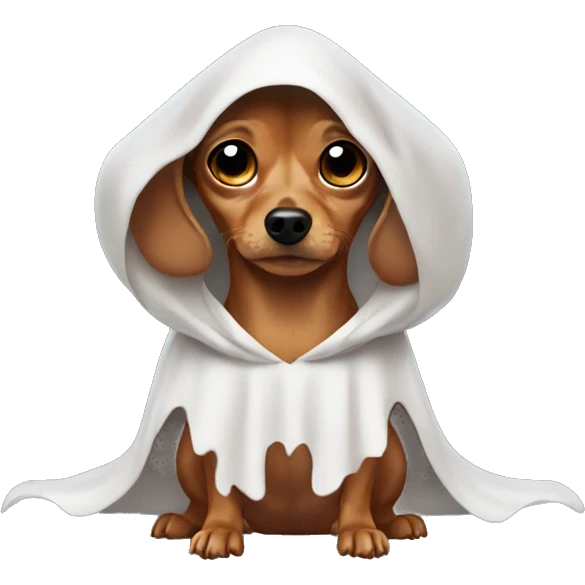 brown chiweenie in a ghost costume emoji