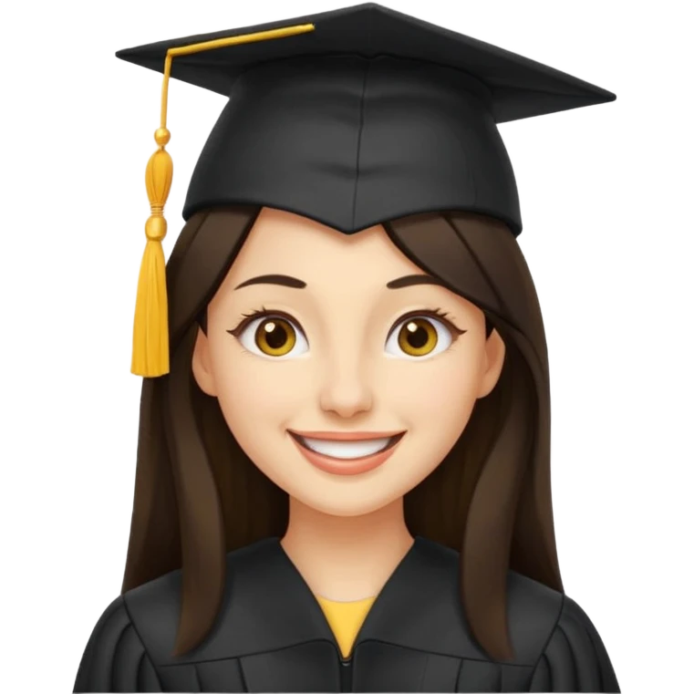 带着学士帽的，深棕色长发，黄种偏白皮肤的，高鼻梁，不戴眼镜的女博士生，在wink，年龄26岁 emoji