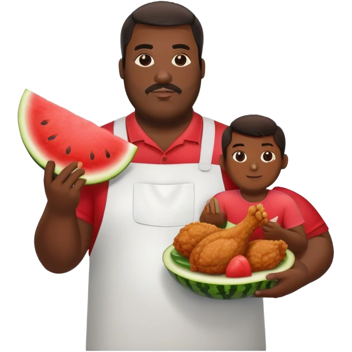 Big black man holding fried chicken and watermelon emoji