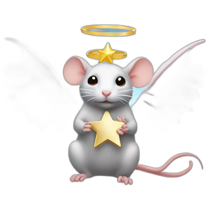 rat with angel wings holding a star emoji