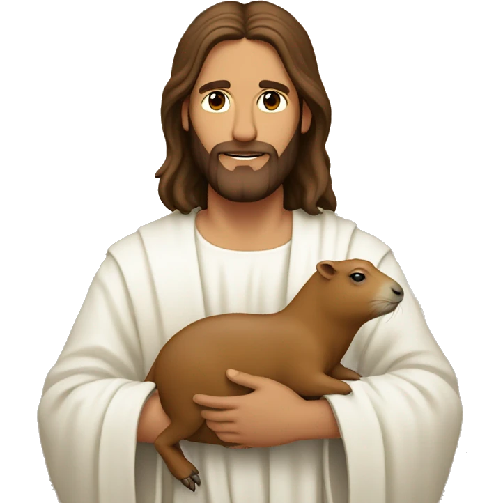 jesus christ holding a capybara  emoji