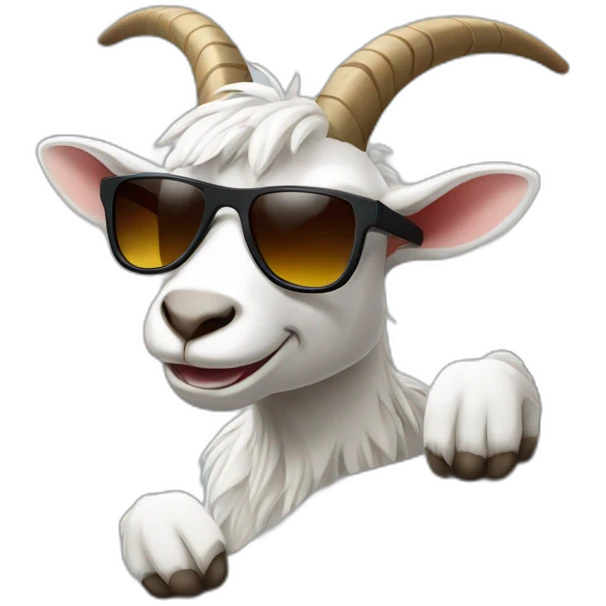 cool goat with sunglasses climbing on gray rock emoji