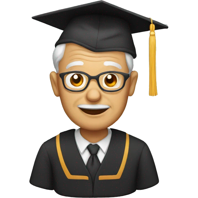 old teacher with mortarboard emoji