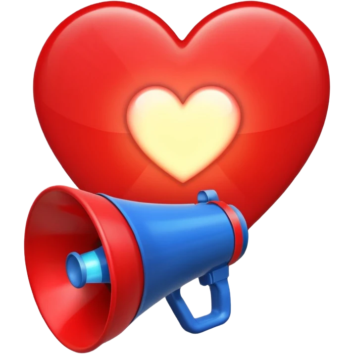 megaphone with a glowing heart coming out emoji