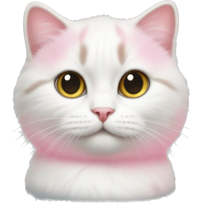 White munchkin cat with pink blow emoji