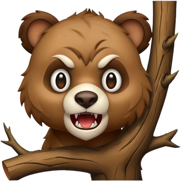 dropbear emoji with a fierce expression and sharp teeth, mid attack, dropping from a tree emoji