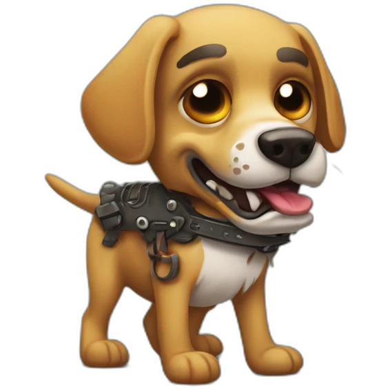 perro zombie rockero con chupa chup emoji