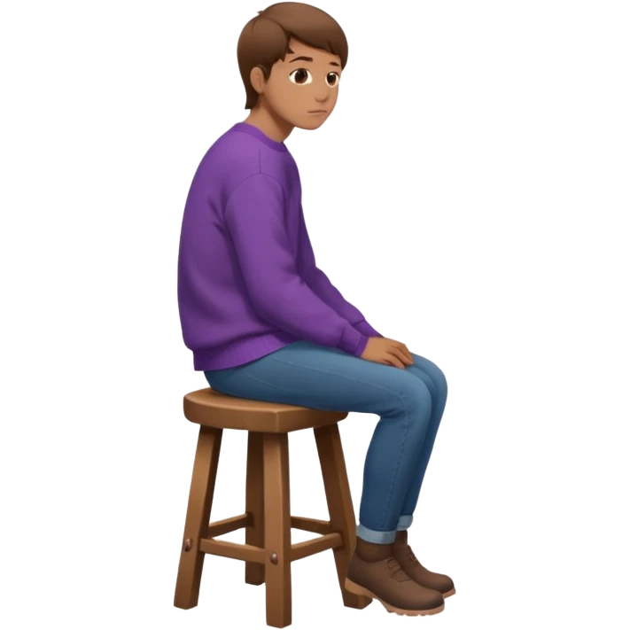 a person sitting on stool full back head turn. emoji