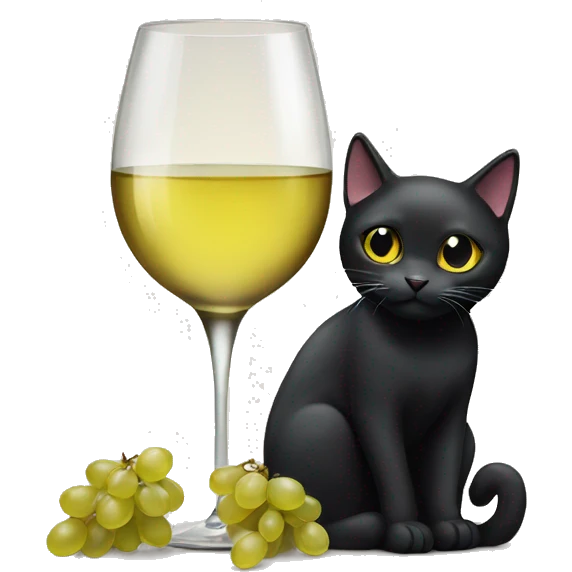 black cat with white wine emoji