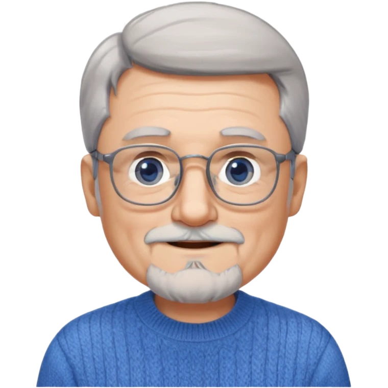 Create me an emoji of an old man. Gray short size hair. Gray beard. Squarer Glasses. Blue eyes. Little smile emoji